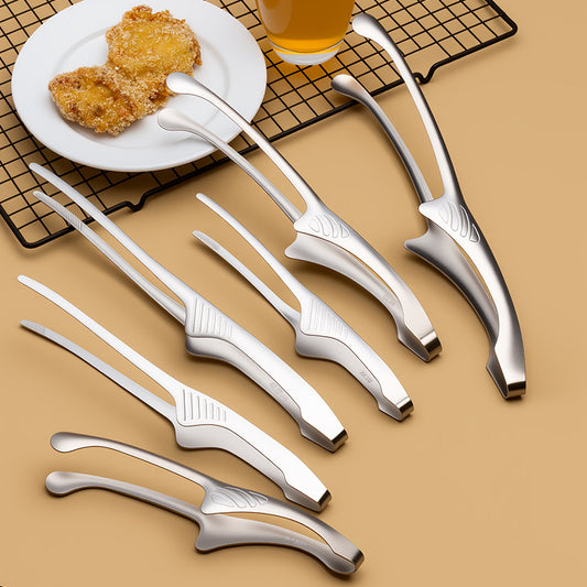 Stainless Steel Round-Head Anti-Scald BBQ Tongs