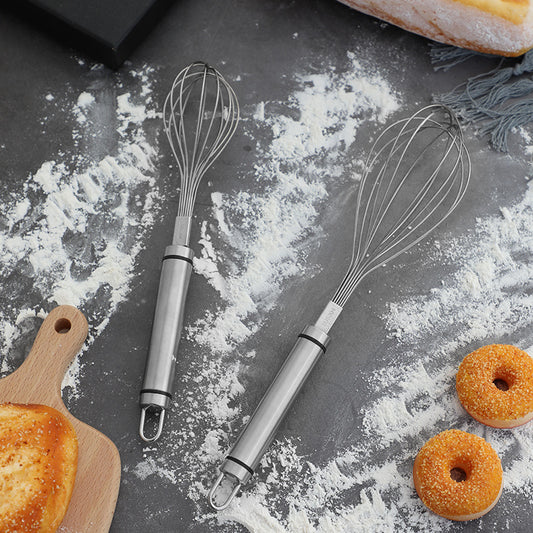 Stainless Steel Handheld Household Cream Whisk with Steel Handle