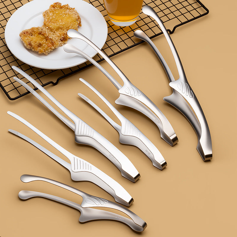 Stainless Steel Round-Head Anti-Scald BBQ Tongs