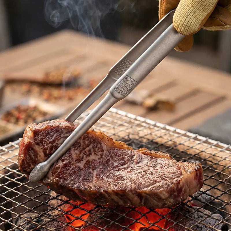 Pure Titanium Anti-Scald BBQ Tongs for Steaks