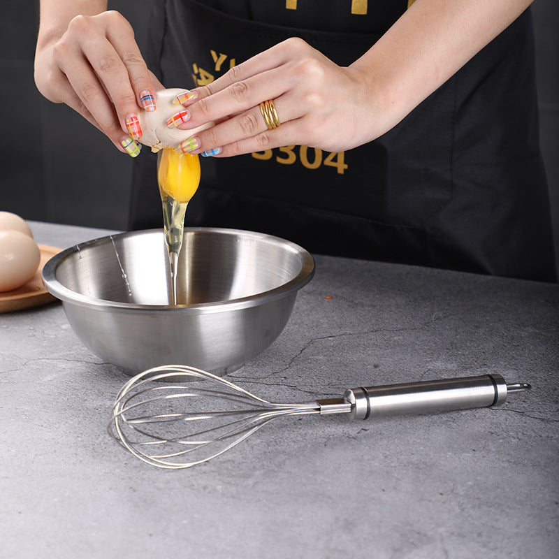 Stainless Steel Handheld Household Cream Whisk with Steel Handle