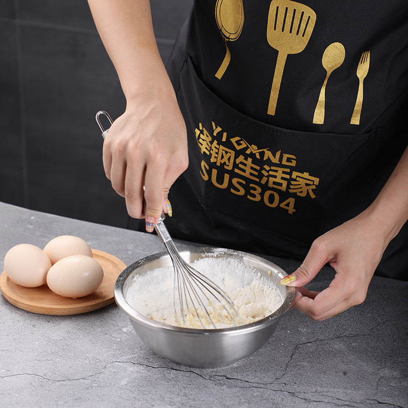 Stainless Steel Handheld Household Cream Whisk with Steel Handle