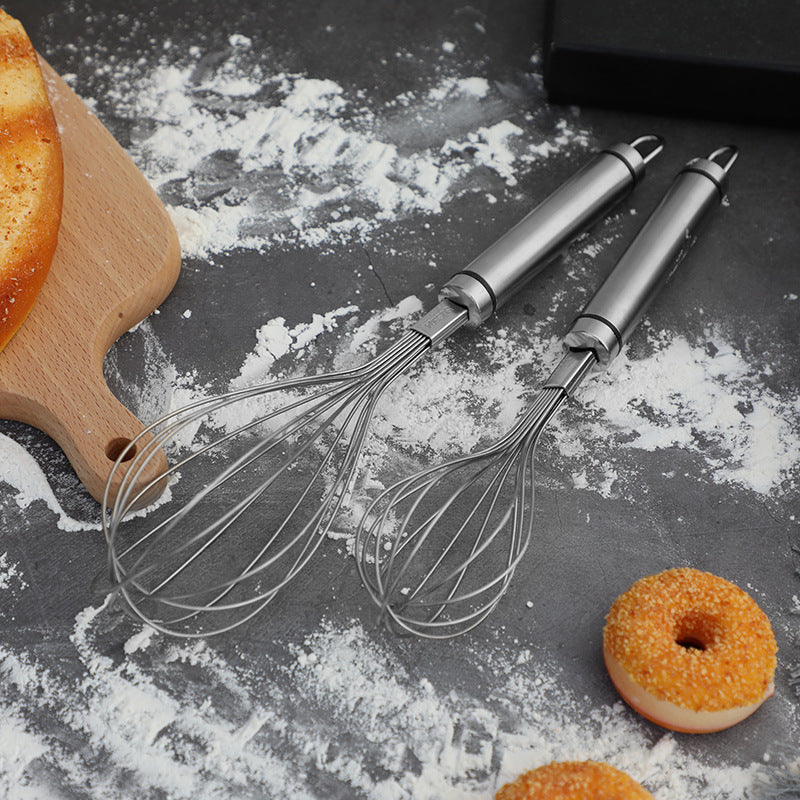 Stainless Steel Handheld Household Cream Whisk with Steel Handle